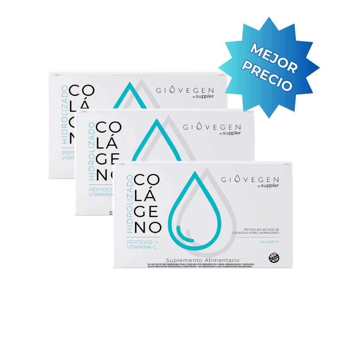 Colágeno Giovegen Péptidos Piel – Pack 3 cajas (90 días de consumo)