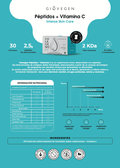 Colágeno Giovegen Péptidos + Vitamina C Intense Skin Care