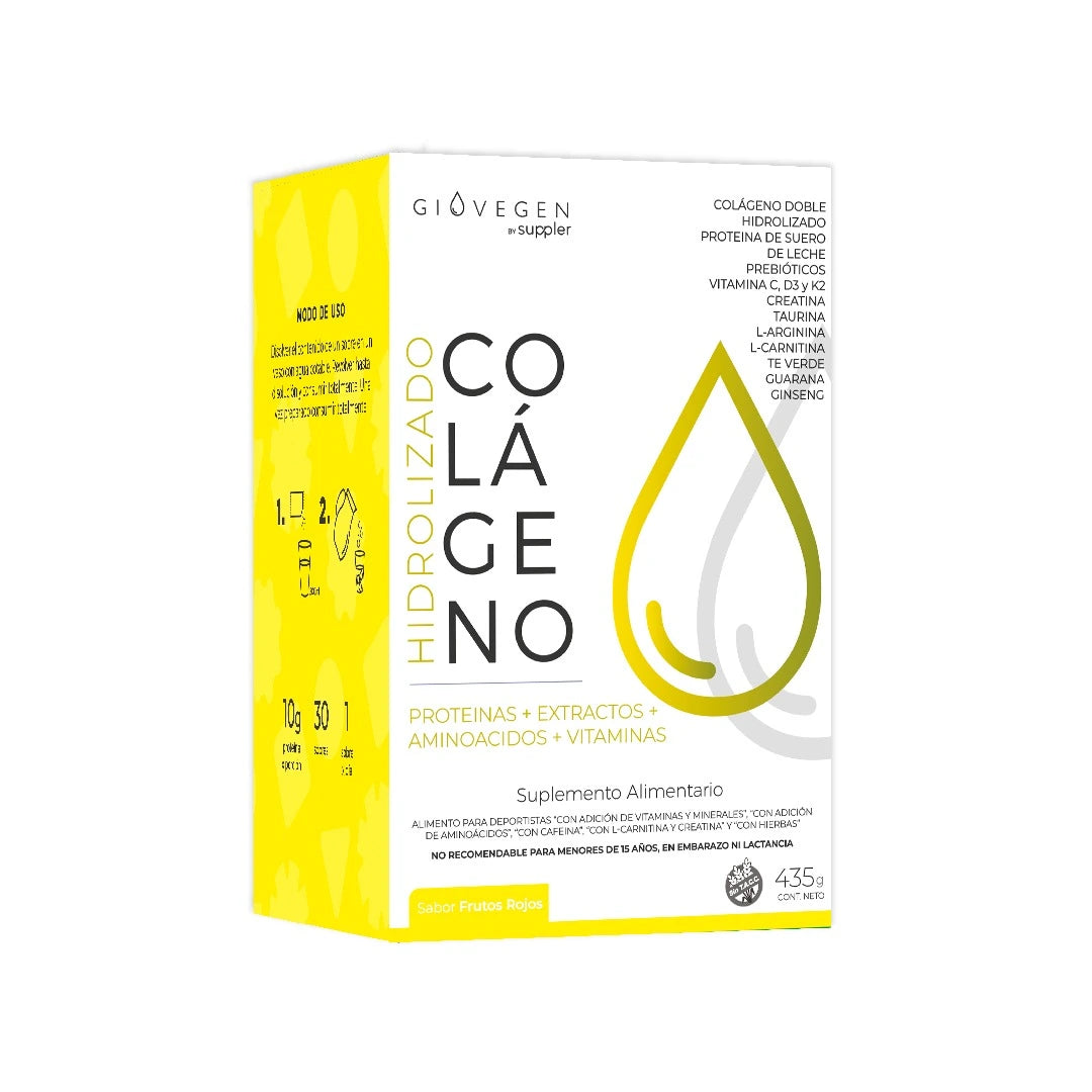 Colágeno Giovegen Proteínas + Extractos + Aminoácidos + Vitaminas - Body Recomposition - 1 caja (30 días de consumo)